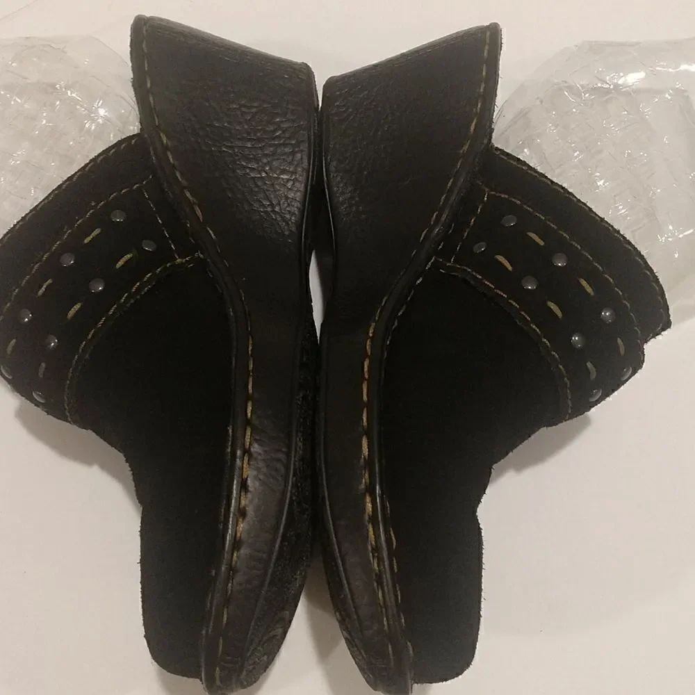 👍 Born Black Leather Mules Size 38.  S2 - Picture 4 of 9